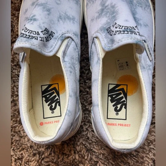 VANS X Parks Project Blue Tie Dye Classic Slip-On Unisex Shoes - Picture 5 of 5